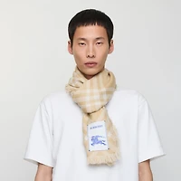 Wide Check Wool Silk Scarf in Sand/ecru | Burberry® Official
