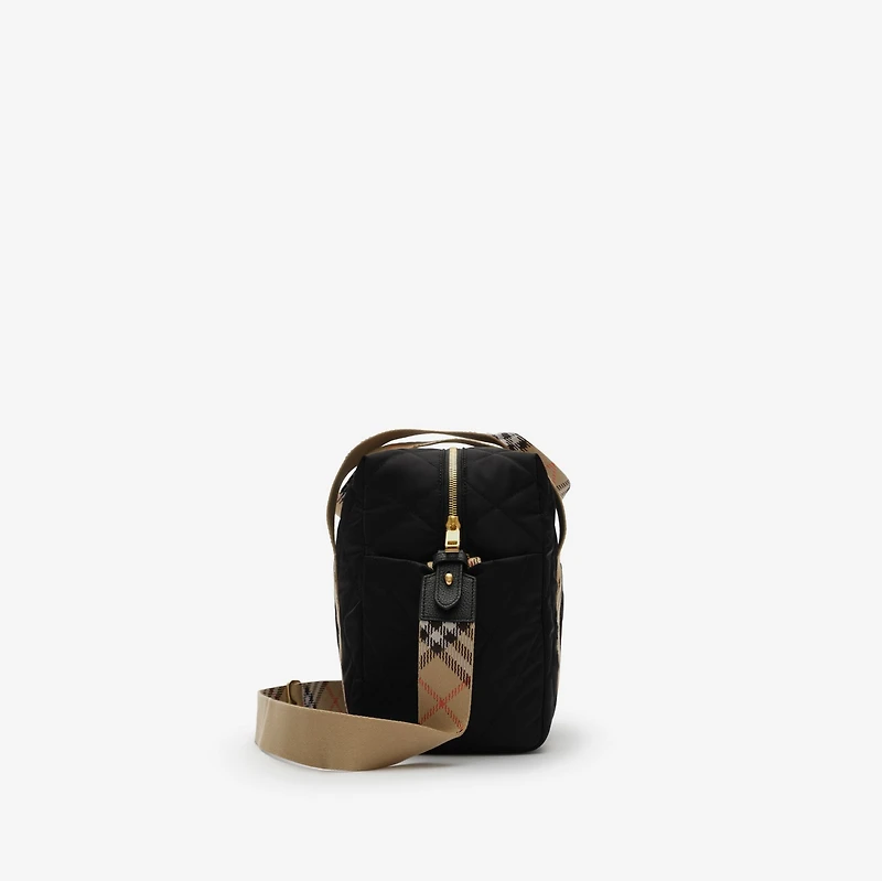 Check Trim Quilted Nylon Baby Changing Bag in Black - Children | Burberry® Official