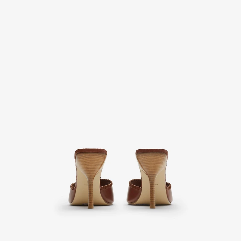 Leather Cabana Mules in Chestnut - Women | Burberry® Official