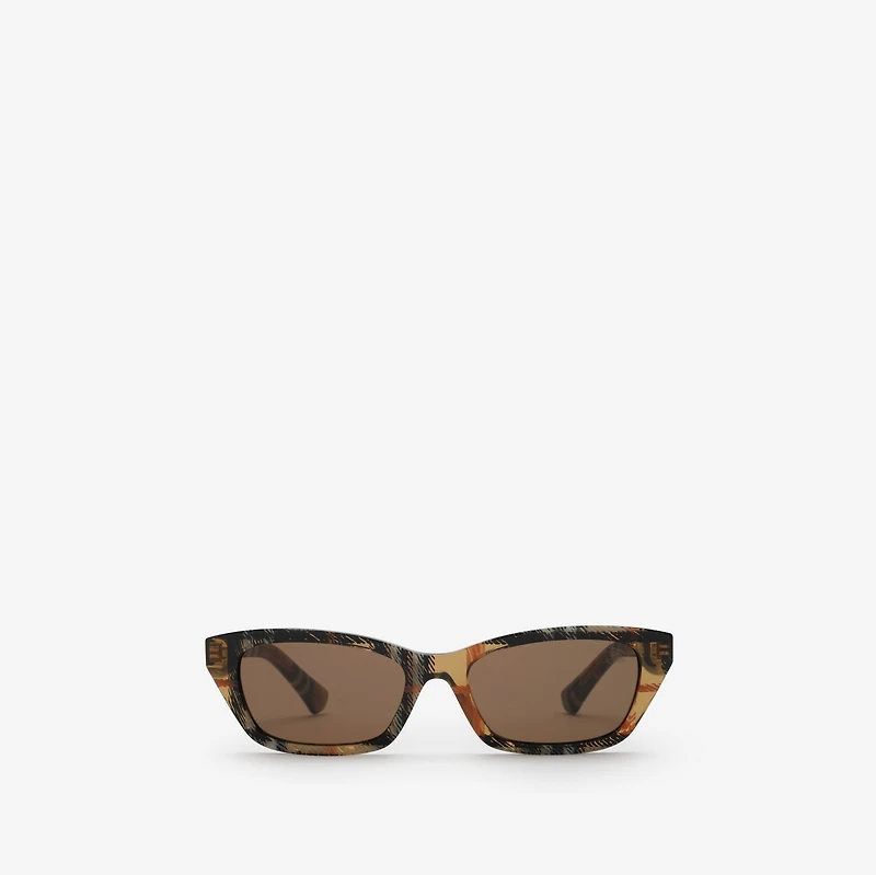Gradient Check Rectangular Sunglasses in Sand - Women | Burberry® Official
