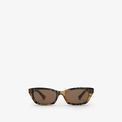 Gradient Check Rectangular Sunglasses in Sand - Women | Burberry® Official