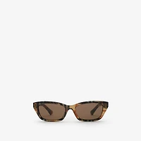 Gradient Check Rectangular Sunglasses in Sand - Women | Burberry® Official