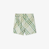 Check Cotton Shorts in Breeze | Burberry® Official
