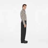 Regular Fit Check Cotton Shirt in Mauve grey