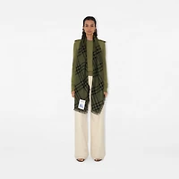 Wide Check Wool Silk Scarf in Shrub/black | Burberry® Official