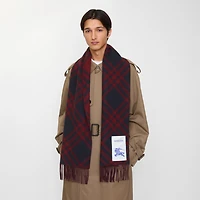 Check Cashmere Scarf in Ink blue | Burberry® Official