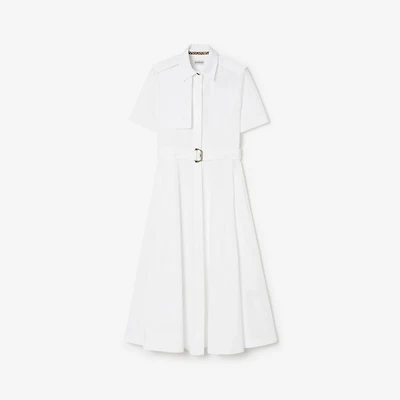 Cotton Poplin Shirt Dress in Optic white - Women | Burberry® Official