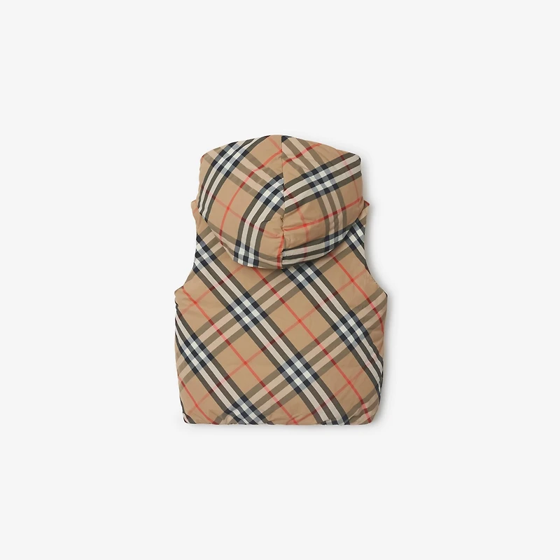 Reversible Check Nylon Padded Gilet in Sand | Burberry® Official