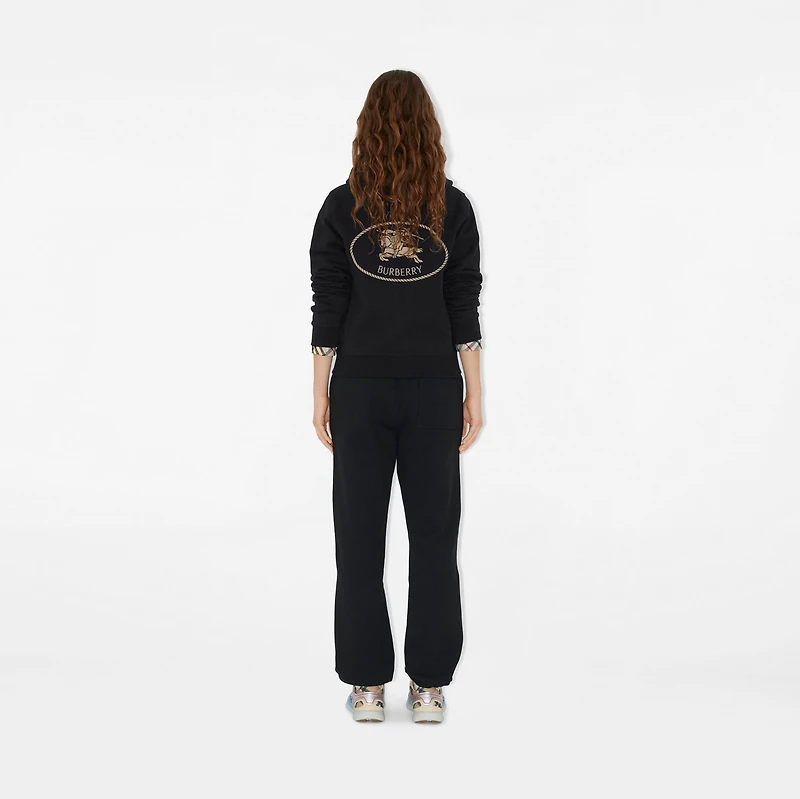 Knight Stamp Cotton Zip Hoodie in Black - Women | Burberry® Official