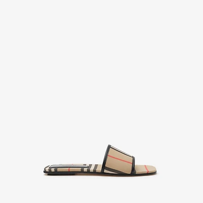 Icon Stripe Cotton Slides in Archive beige - Women | Burberry® Official