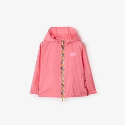Checker-tape Nylon Hooded Jacket in Flamingo pink | Burberry® Official