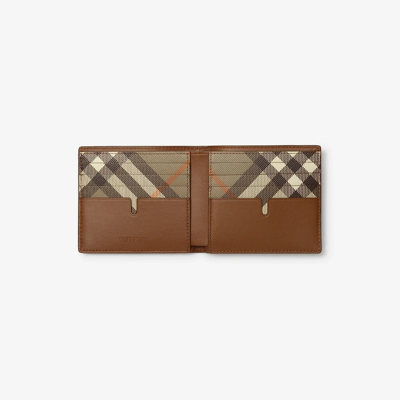 Pop Check Bifold Wallet in Finch brown/hazel brown - Men, Leather | Burberry® Official