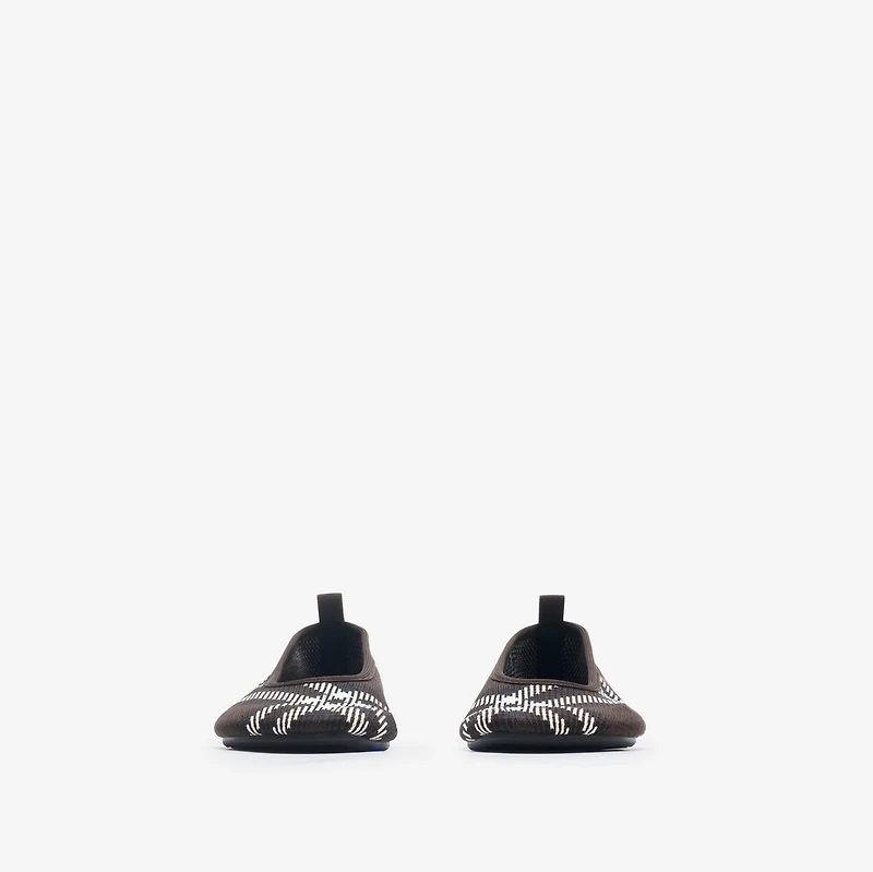 Check Knit Baby Ballerinas in Mahogany - Women | Burberry® Official