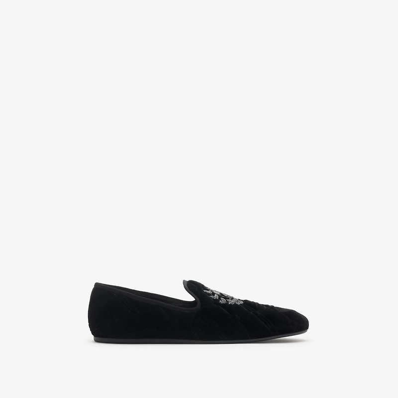 Quilted Velvet Estate Slippers in Black - Men | Burberry® Official