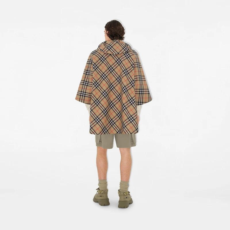 Packaway Check Twill Cape in Sand | Burberry® Official