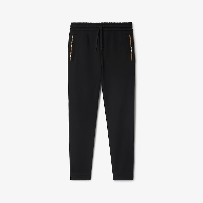 Check Trim Cotton Jogging Pants in Black - Men | Burberry® Official