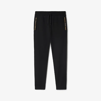 Check Trim Cotton Jogging Pants in Black - Men | Burberry® Official