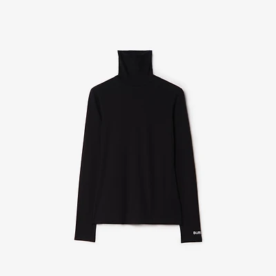 Ribbed Stretch Cotton Top in Black - Women | Burberry® Official