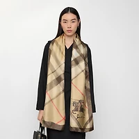 Wide Watercolour Check Silk Scarf in Sand beige | Burberry® Official