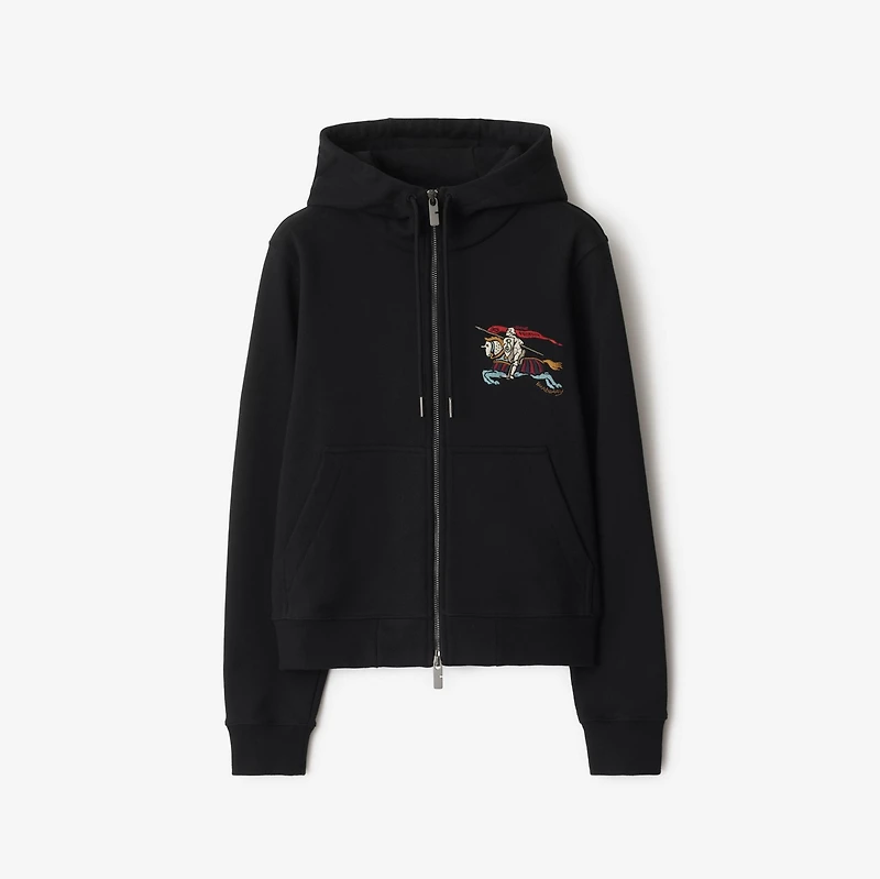 EKD Cotton Zip Hoodie in Black - Women | Burberry® Official