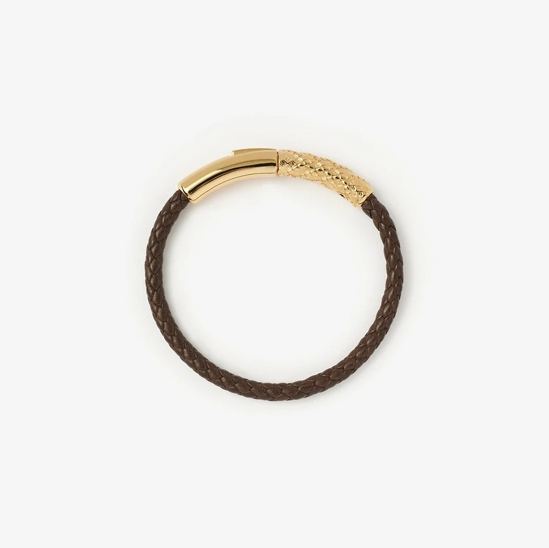 Leather Check Bracelet in Gold/military - Women | Burberry® Official