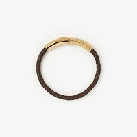 Leather Check Bracelet in Gold/military - Women | Burberry® Official