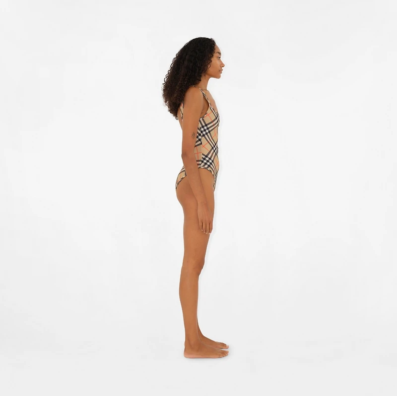 Check Swimsuit in Sand - Women | Burberry® Official
