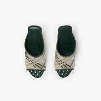 Check Leather Cabana Mules in Cotton - Women | Burberry® Official
