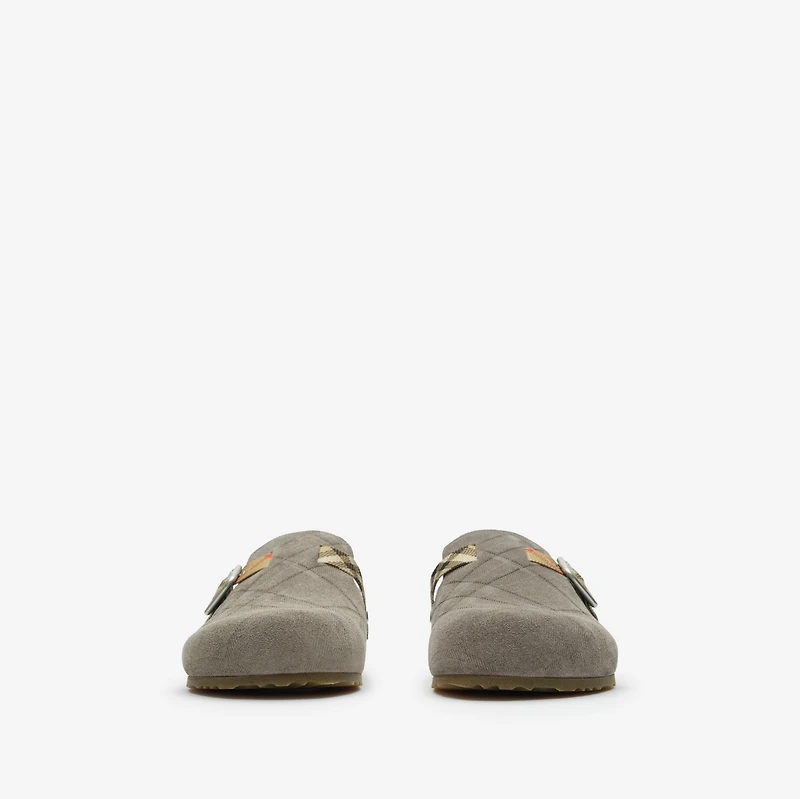 Check Suede Urchin Clogs in Chino grey - Men | Burberry® Official
