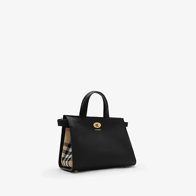 Mini Cotswolds Check Tote in Black - Women, Leather | Burberry® Official