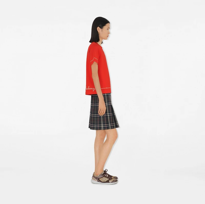 B Heart Cotton T-shirt in Tulip red - Women | Burberry® Official