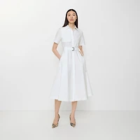 Cotton Poplin Shirt Dress in Optic white - Women | Burberry® Official