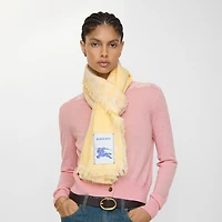 Wide Check Wool Silk Scarf in Custard beige | Burberry® Official