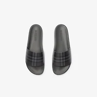 Check Slides in Lead grey - Men | Burberry® Official