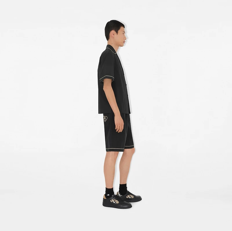 Cotton Poplin Shorts in Black - Men | Burberry® Official