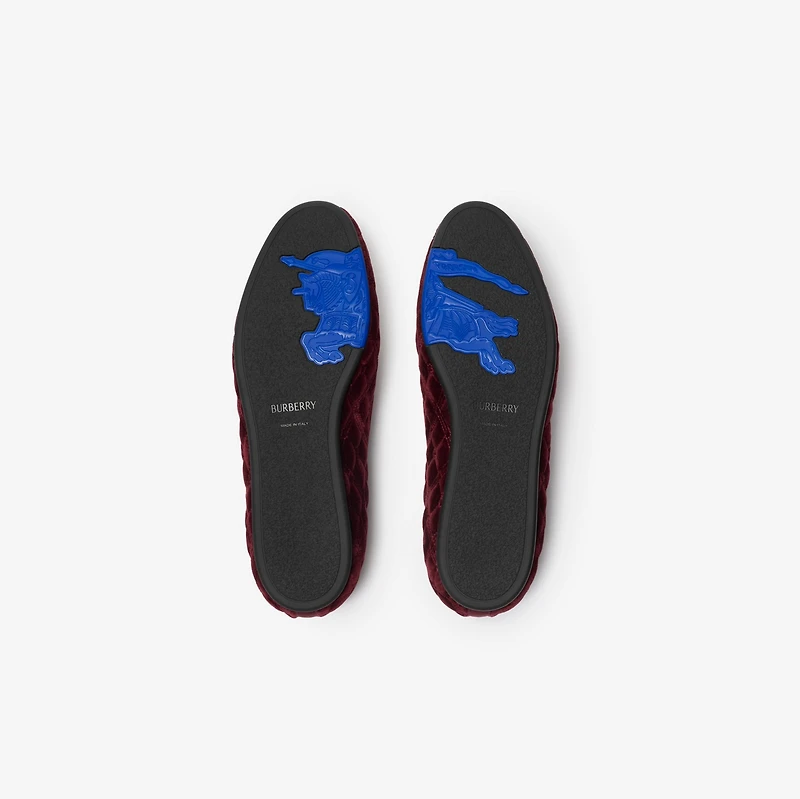 Quilted Velvet Estate Slippers​​ in Wine red - Women | Burberry® Official