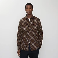Relaxed Fit Check Cotton Shirt in Truffle brown - Men | Burberry® Official
