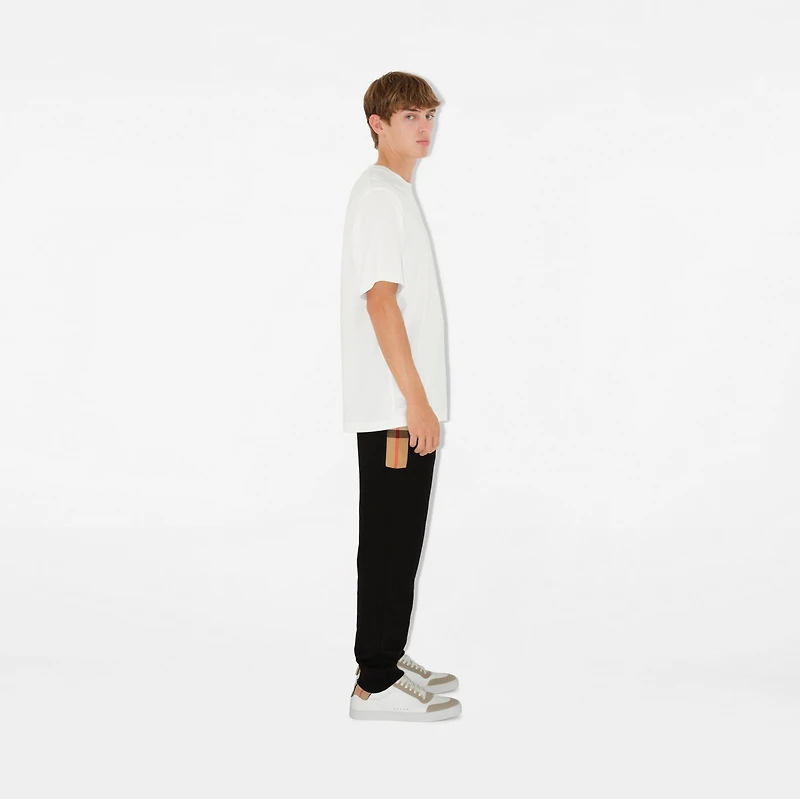 Check Panel Cotton Jogging Pants in Black/archive beige - Men | Burberry® Official