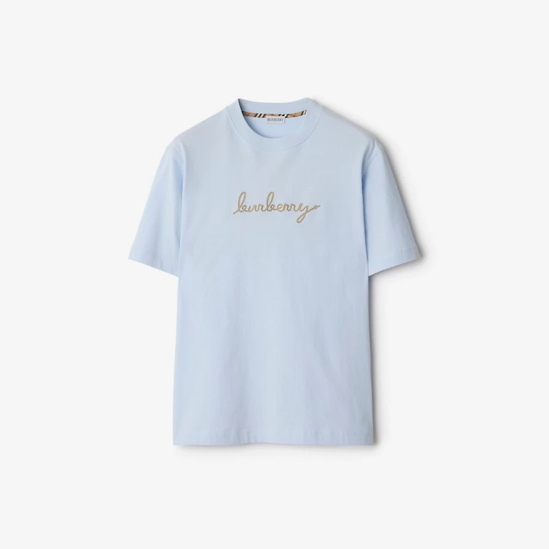 Check EKD Cotton T-shirt in Arctic blue - Men | Burberry® Official