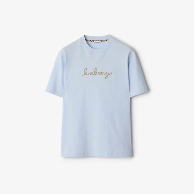 Check EKD Cotton T-shirt in Arctic blue - Men | Burberry® Official