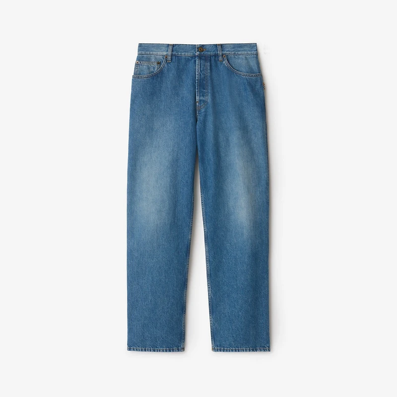 Loose Jeans in Mid blue - Men, Cotton | Burberry® Official