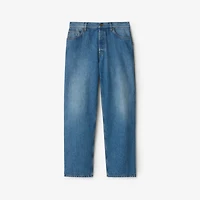 Loose Jeans in Mid blue - Men, Cotton | Burberry® Official