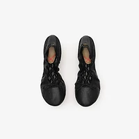 Check Leather Fawn Ballerinas​ in Black - Women | Burberry® Official