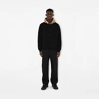 Check Hood Cotton Blend Hoodie in Black/birch brown - Men | Burberry® Official