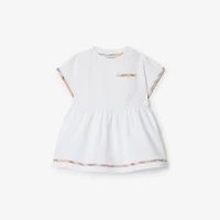 Check Trim Cotton Dress with Bloomers in White - Children | Burberry® Official