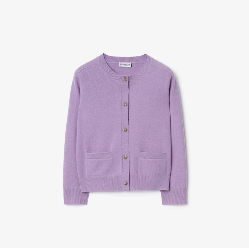 Check Patch Wool Cashmere Cardigan in Lilac purple | Burberry® Official