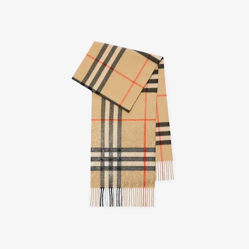 Crystal Gradient Check Cashmere Scarf in Sand beige | Burberry® Official