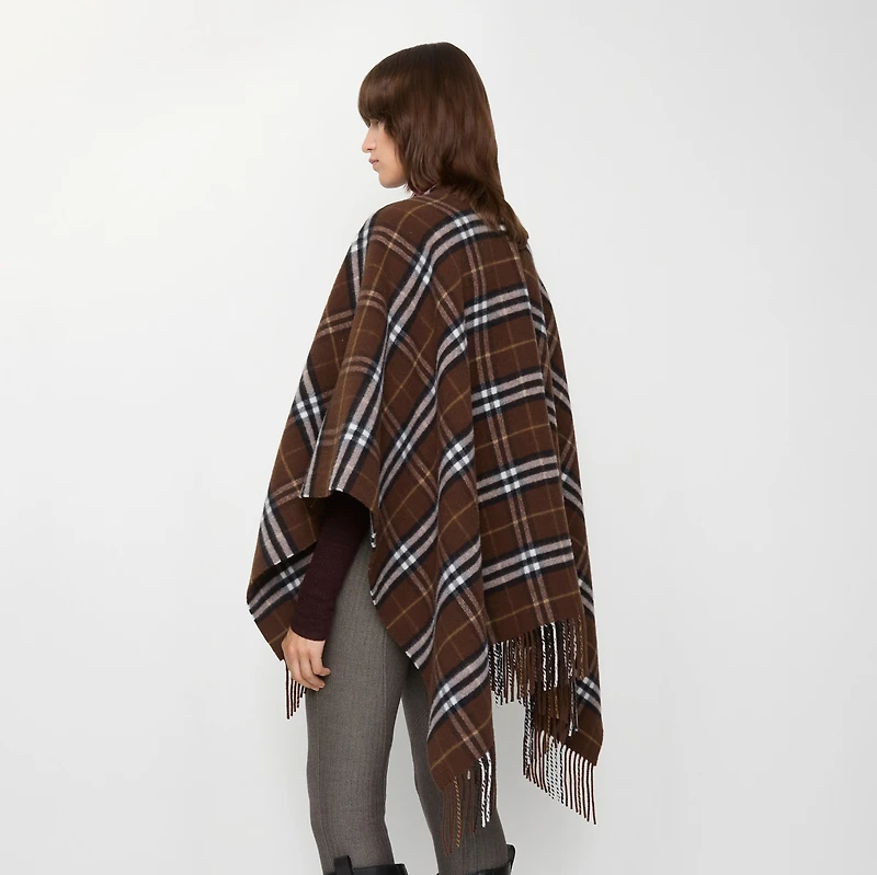 Check Wool Cashmere Cape in Treacle | Burberry® Official