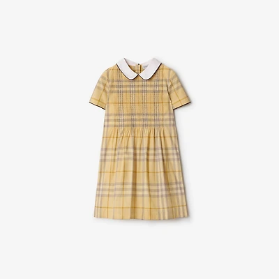 Check Cotton Dress in Drum | Burberry® Official