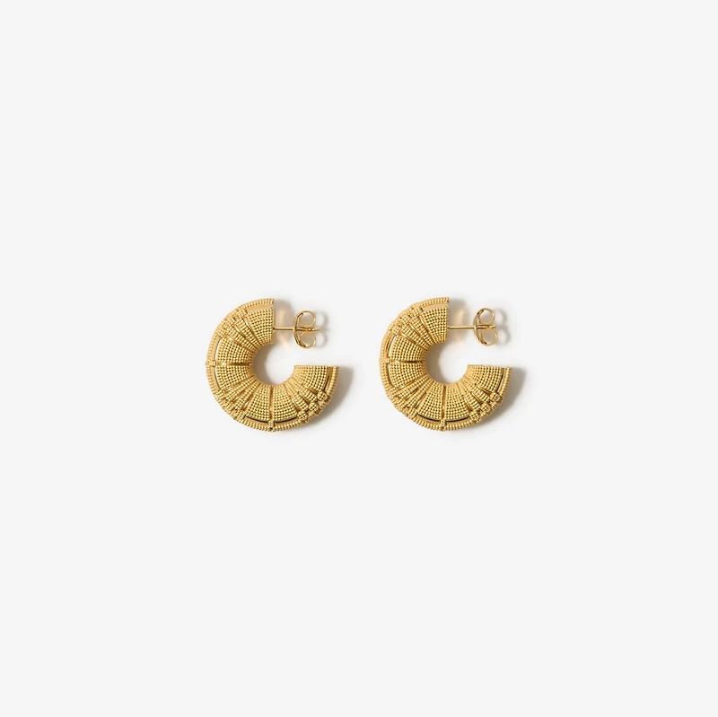 Check Granulation Hoop Earrings in Gold - Women | Burberry® Official